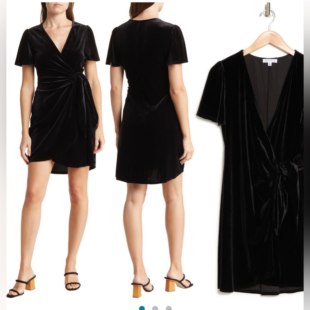 Socialite Flutter Sleeve Mini Wrap Dress, Size S
